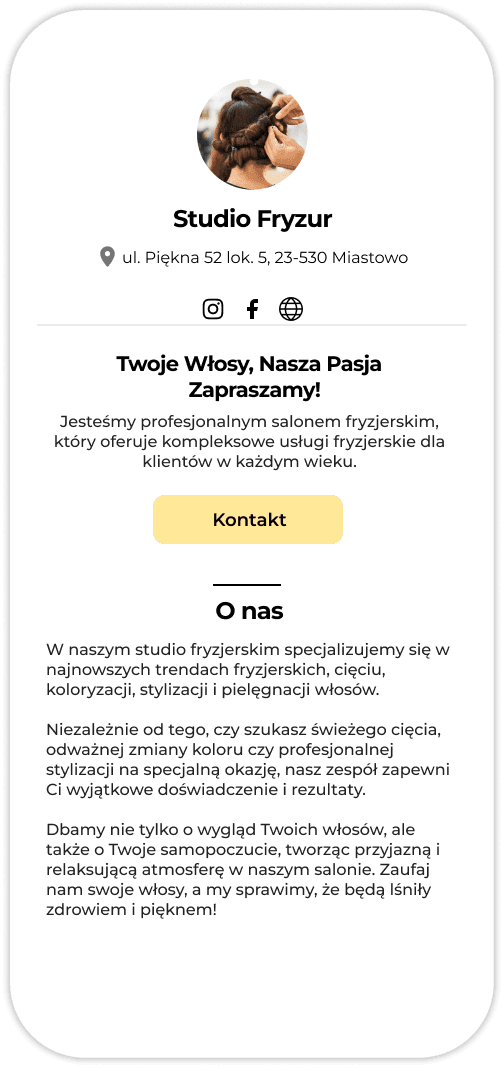 Własna strona w formie wizytówki